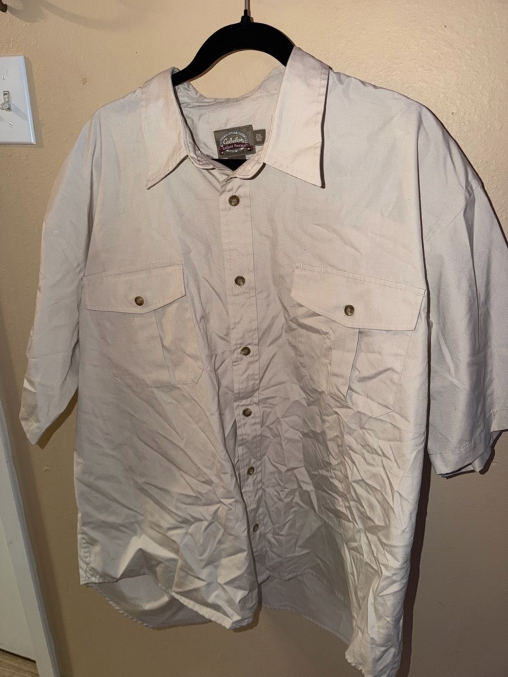 Men's Short Sleeve Utility Shirt Jacket - Light Beige